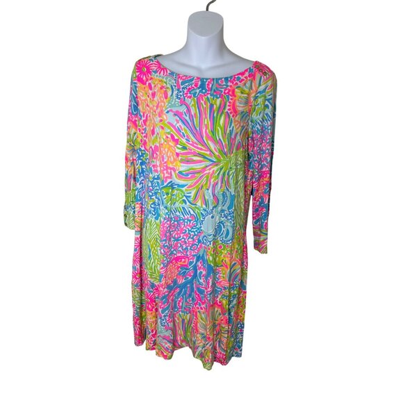 Lilly Pulitzer Womens Sophie Dress Large Rayon/Spandex 3/4 Sleeve Travel Dress - Picture 1 of 6